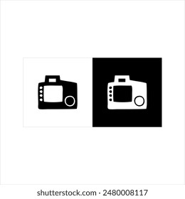 Illustration vector graphic of digital camera symbol icon, black and white