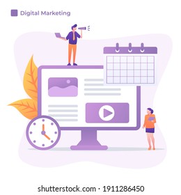 Illustration vector graphic of Digital Marketing in flat design style