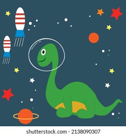 illustration vector graphic of dino space cute. 