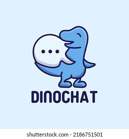 illustration vector graphic of dinosaurs with chat logo design. Dino logo vector. Usable to your company, business, etc