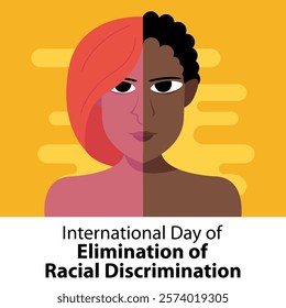 illustration vector graphic of display of two faces of different ethnicities, perfect for international day, elimination of racial discrimination, celebrate, greeting card, etc.