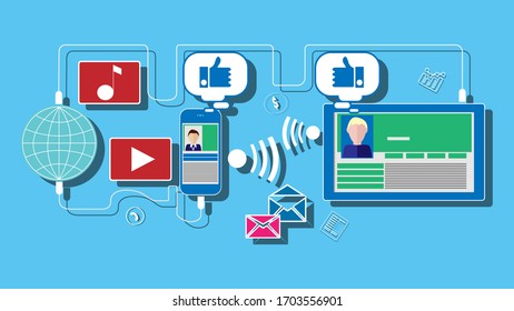 Illustration vector graphic, illustration, distance communication, social distancing, distance communication is needed now!