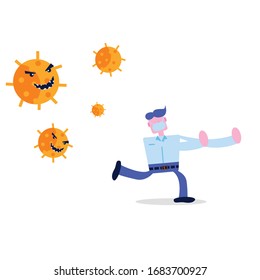 illustration vector graphic 
the doctor pursued the viruses
perfect for layout design, web design, poster and emoticon