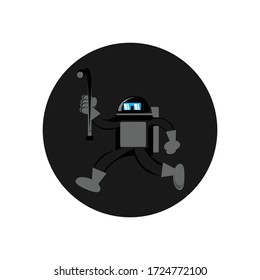 illustration vector graphic of The doctor uses protective equipment and holds the pipe.