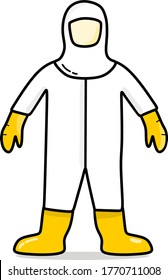 illustration vector graphic of a doctor wearing a hazmat protective suit, perfect for health pamphlet, etc
