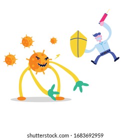 Vektorillustration 
Ärzte bekämpfen Viren
 perfekt für Layout-Design, Web-Design, Symbolwerbung und Emotionen