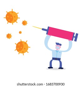 illustration vector graphic 
doctors struggle to fight off viruses
perfect for layout design, web design, poster and emoticon