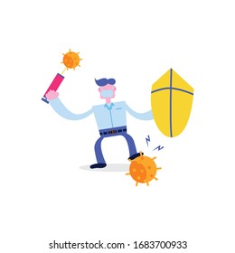 illustration vector graphic 
doctors successfully fight the virus
 perfect for layout design, web design, ikon promotion, and emoticon