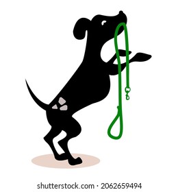 illustration vector graphic of dog biting the leash fit for pets, house keeping animals, etc.