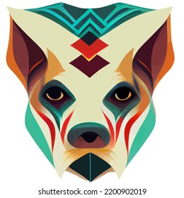 illustration vector graphic of dog face in hand draw ethnic tribal style isolated on white perfect for t-shirt, poster, mascot or edit and customize your design