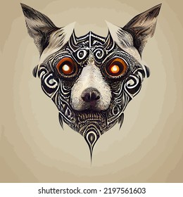 illustration vector graphic of dog head in handraw tribal style perfect for t-shirt, poster, tattoo or edit and costumize your design, card, banner, social media, etc
