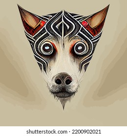 illustration vector graphic of dog head in hand draw tribal style perfect for t-shirt, poster or edit and customize your design, card, banner