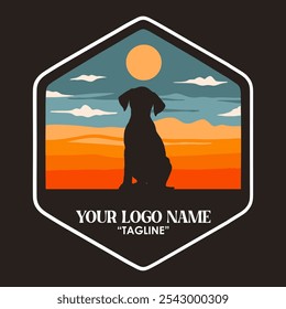Illustration vector graphic of DOG SILHOUETTE OUTOOR LOGO VECTOR ILLUSTRATION for apparel design merchandise, such as logos on product packaging
