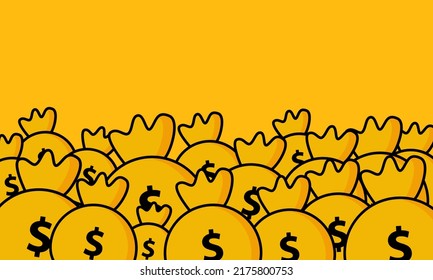 illustration vector graphic of dollar pile of money bag in cartoon style. Suitable to showing Profit and Goals on Good Business.