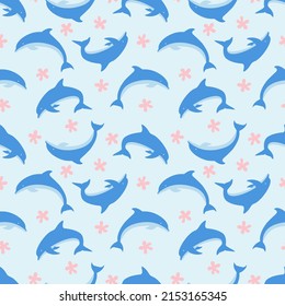 Illustration Vector Graphic Of Dolphin Seamless Pattern