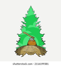 ilustración vectorial gráfico de no cortar el árbol adecuado para el fondo, imprimir, etc.