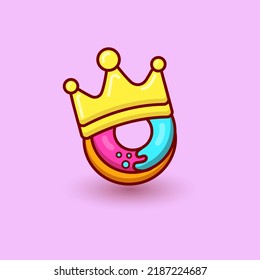 illustration vector graphic of Donut King logo design. Cute Donut logo vector. Usable to your company, business, etc