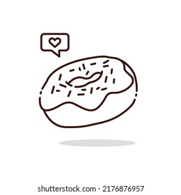 Illustration vector graphic of Donut. Donut line art style isolated on a white background. The illustration is suitable for book menus, banners, flyers, stickers, cards, etc.