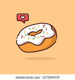 Illustration vector graphic of Donut. Donut minimalist style isolated on an orange background. The illustration is suitable for web landing pages, banners, flyers, stickers, cards, etc.