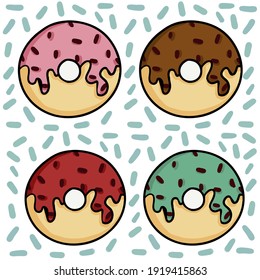 Illustration Vektorgrafik von Donut. Perfekt für Hintergrund, Symbol, Logo, Bildschirmhintergrund, Faltpapier, Stoffdruck, etc.