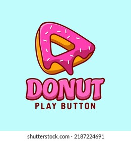 illustration vector graphic of Donut play button logo design. Cute Donut logo vector. Usable to your company, business, etc