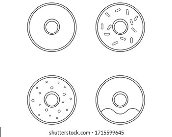 Illustration vector graphic of donuts for children coloring book