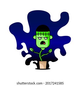 Illustration vector graphic of doodle art plant zombi.Suitable for background, brand identity, t-shirt design, packaging of a product, mascot logo, cartoon characters, etc.