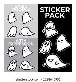 illustration vector graphic doodle character. set bundle kawaii doodle of halloween ghost theme.