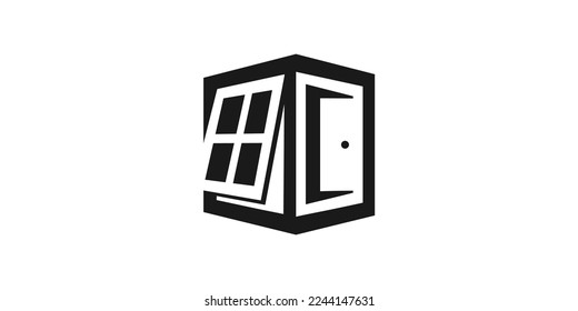 illustration vector graphic of door and window