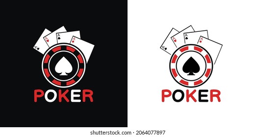 illustration vector graphic of double poker chip logo with spade image, showing four aces on it, perfect for sport, game, gamble, fortune, tournament, win, etc.

