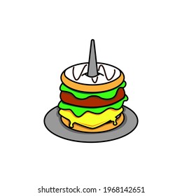 Illustration vector graphic of doughnut burger , suitable to describe food logo,online food business , stickers or fast food logo.
