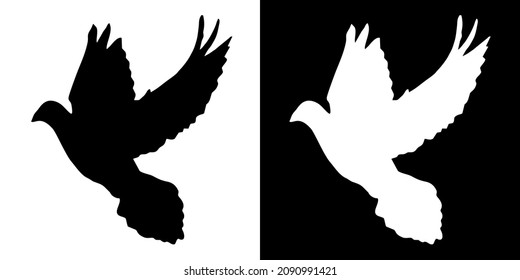 Illustration vector graphic of dove icon. Black and white color. bird logo. Simple flat image. Transparent background