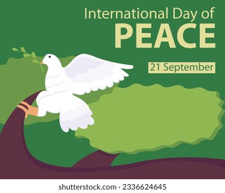 illustration vector graphic of a dove perched on a tree branch, perfect for international day, international day of peace, celebrate, greeting card, etc.