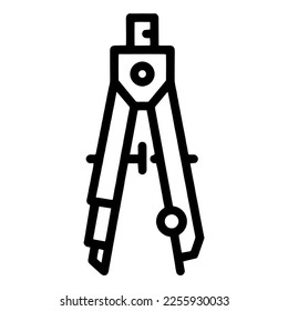 Illustration Vector Graphic of  drafting compass, design line, drawing school tool icon. Line drawing. Black.