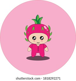 Gráfico vectorial de ilustración de mascota de frutas de dragón