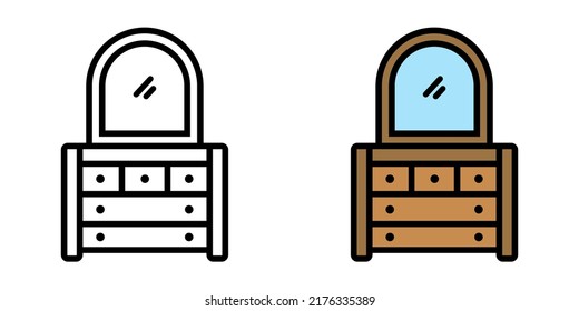 Illustration Vector Graphic of Dresser, furniture, mirror Icon