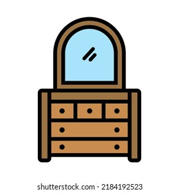 Illustration Vector Graphic of Dresser, furniture, mirror Icon