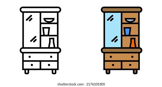 Illustration Vector Graphic of Dressing table, drawers, furniture Icon