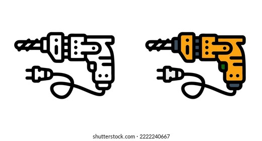 Illustration Vector Graphic of  Drill, machine, electronic devices Icon. Color and black cartoon icon.
