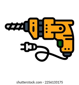 Illustration Vector Graphic of  Drill, machine, electronic devices Icon. Cartoon.