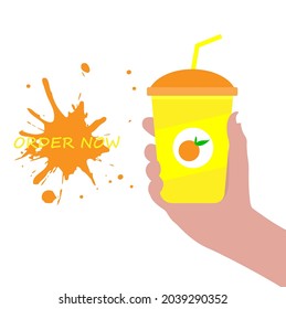 ILLUSTRATION VEKTORGRAFIK DRINK FÖRDERUNG MODERNER STIL MIT ORANGE FLAVOR FÜR DRINK PRODUKTE...