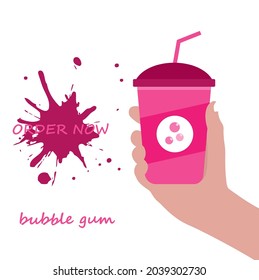 ILLUSTRATION VECTOR GRAPHIC DRINK PROMOTION MODERN STYLE BUBBLE GUM FLAVOR SUITABLE FOR BEVERAGE PRODUCTS