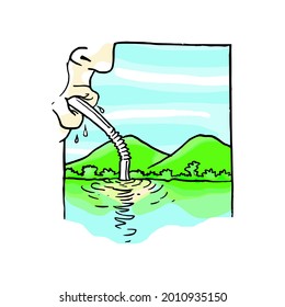 illustration, vector graphic of drink river water, perfect for opinion illustration or article illustration