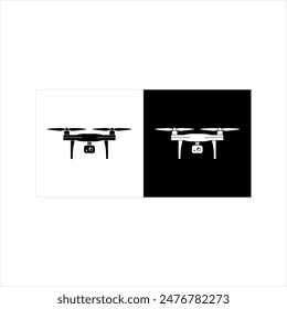 Illustration vector graphic of drone icon, black and white