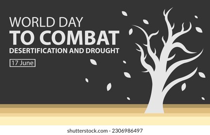 illustration vector graphic of dry dead tree leaves falling in the desert, perfect for international day, world day, combat desertification and drought, celebrate, greeting card, etc.