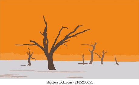 ilustración vectorial de troncos de árboles secos en el desierto