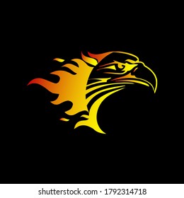 
illustration vector graphic of a eagle head with fire