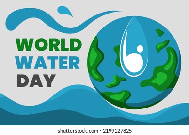 Illustration vector graphic of earth, blue sky and water. Good for world water day poster.