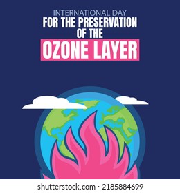 illustration vector graphic of Earth is burning in space, showing white cloud, perfect for international day, preservation of the ozone layer, celebrate, greeting card, nature, ecology, etc.

