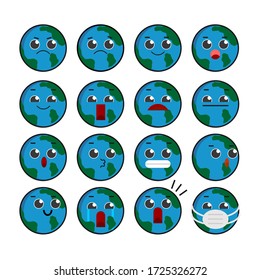 Planet Earth Emoticons Emoji Smiley Set Stock Vector (Royalty Free ...